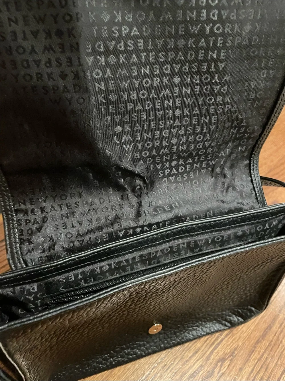 kate spade Black Pebbled Leather Crossbody with Gold Logo